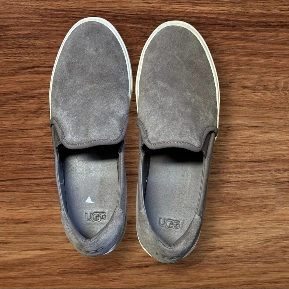 Womens Ugg Australia Jass Gray Taupe Suede Slip On Casual Sneakers Shoes Size 10